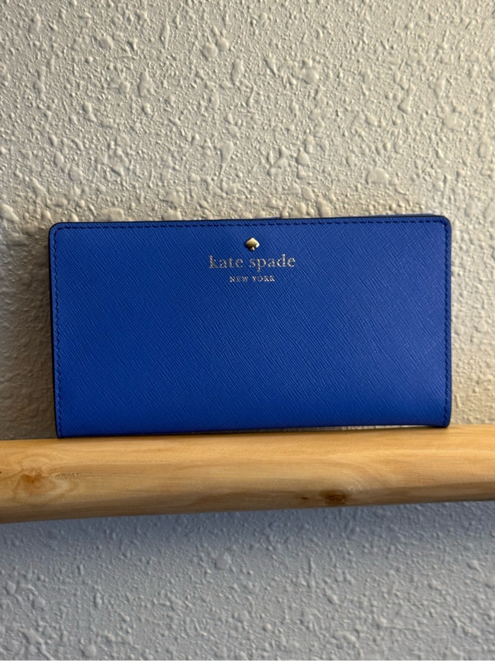 kate spade cobalt blue saffiano slim wallet